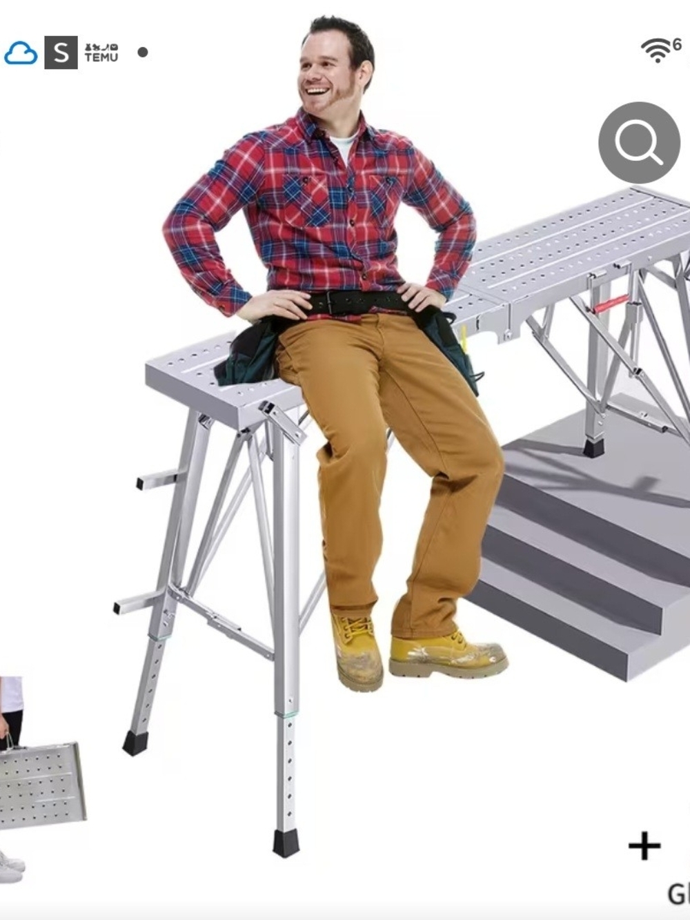 Adjustable Aluminum Work Platform Bench - Silver